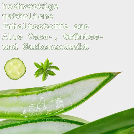 Verpackungsrückseite mit Inhaltsstoffen des Aloe Vera Gels im Detail